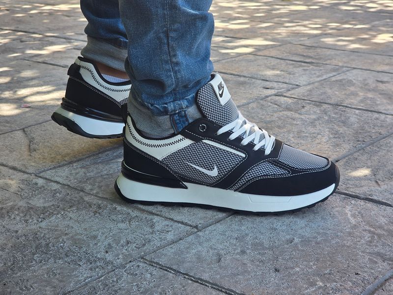 Pantofi moderni bărbați Negru cu Gri și Alb Cod 508