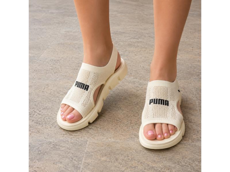 Sandale Damă Crem din Material Tricotat cu Talpă Flexibilă Cod 460