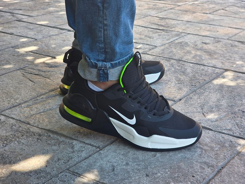 Pantofi Sport Negri cu Talpă din Spumă și Pernă de Aer Verde Neon Cod 513