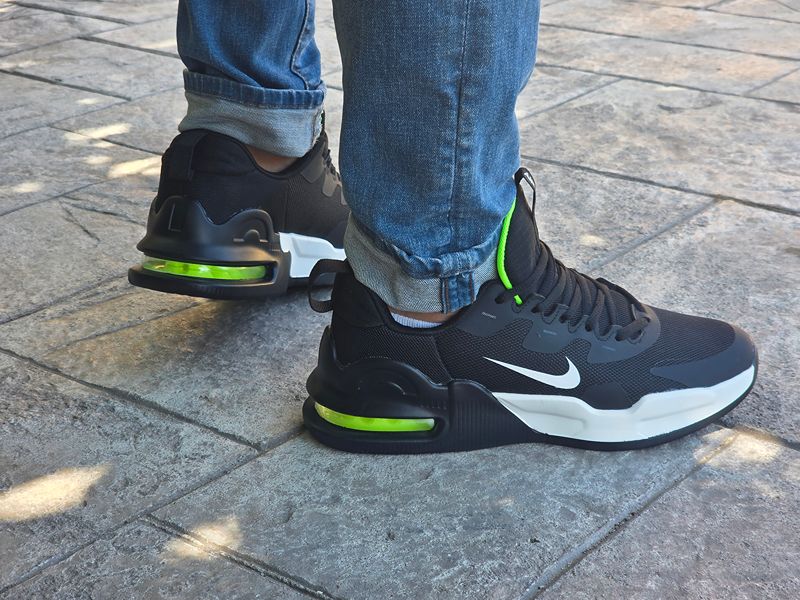 Pantofi Sport Negri cu Talpă din Spumă și Pernă de Aer Verde Neon Cod 513