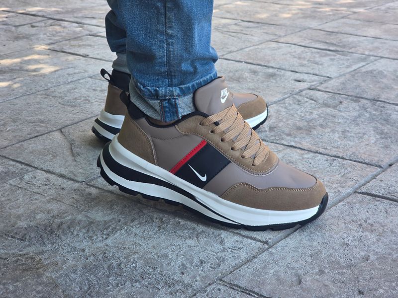 Pantofi casual bărbați  Bej cu Negru,talpă groasă Cod 505