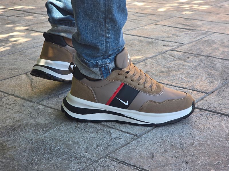 Pantofi casual bărbați  Bej cu Negru,talpă groasă Cod 505