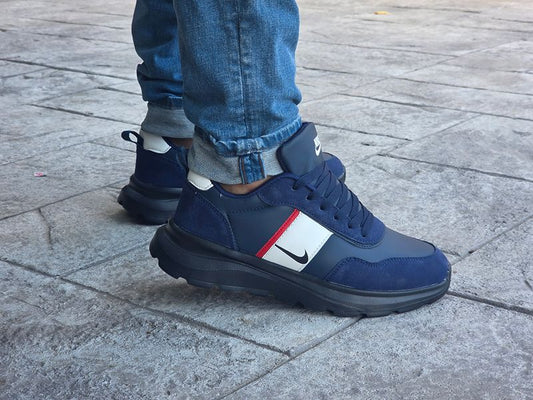 Pantofi urbani bărbați  Bleumarin cu Alb și Roșu Cod 506