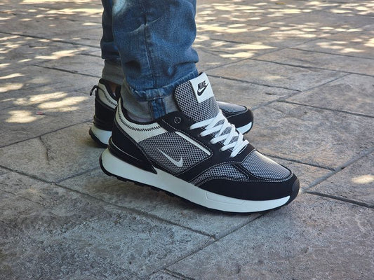 Pantofi moderni bărbați Negru cu Gri și Alb Cod 508