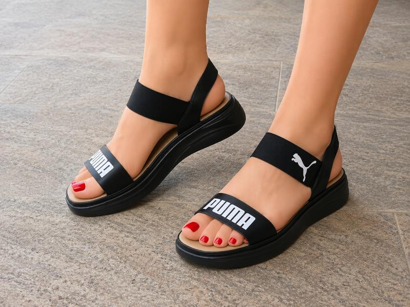 Sandale Damă Negre cu Platformă Confort și Barete Elastice Cod 456