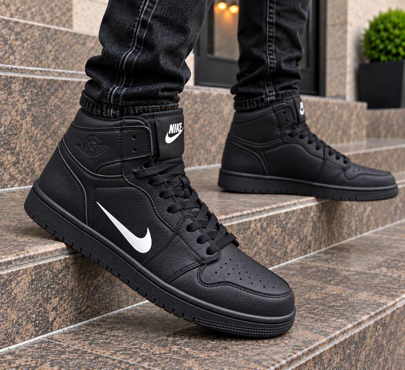 Ghete Sport High-Top Negru-Alb Cod 752